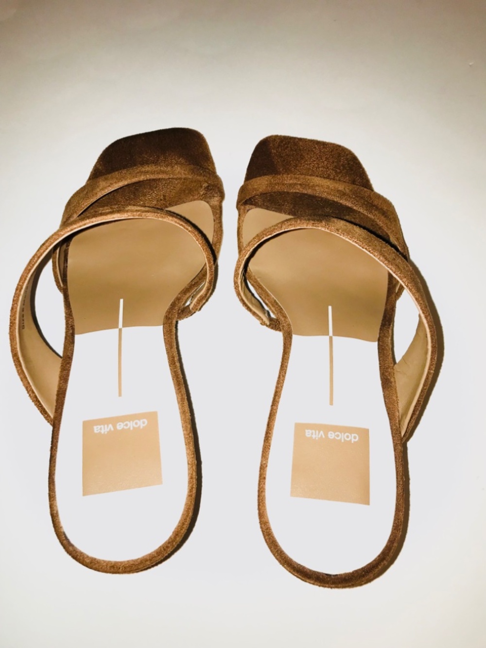 NWT Dolce Vita Quilan Suede Strappy Wedge Sandals Slides Brown Square Toe 6 NIB - Picture 5 of 15